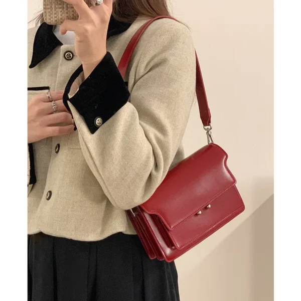 ZR DIARY Underarm Bag Women Split Leather New Contrasting Color Single Shoulder Crossbody Bag Small Square Accordion Bag W11036 - Image 6