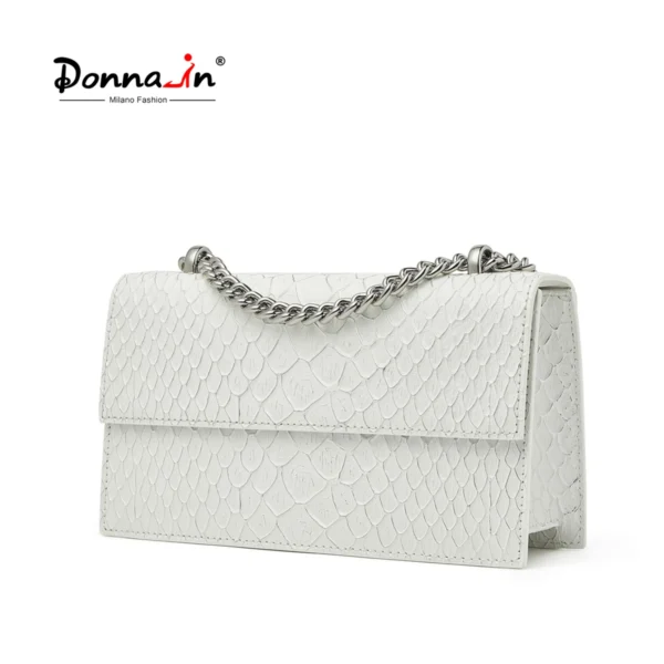 Donna-in Mermaid Pattern White Women Crossbody Bag Split Leather Fashion Chain Square Purse Ladies Shoulder Bag 2023 Summer