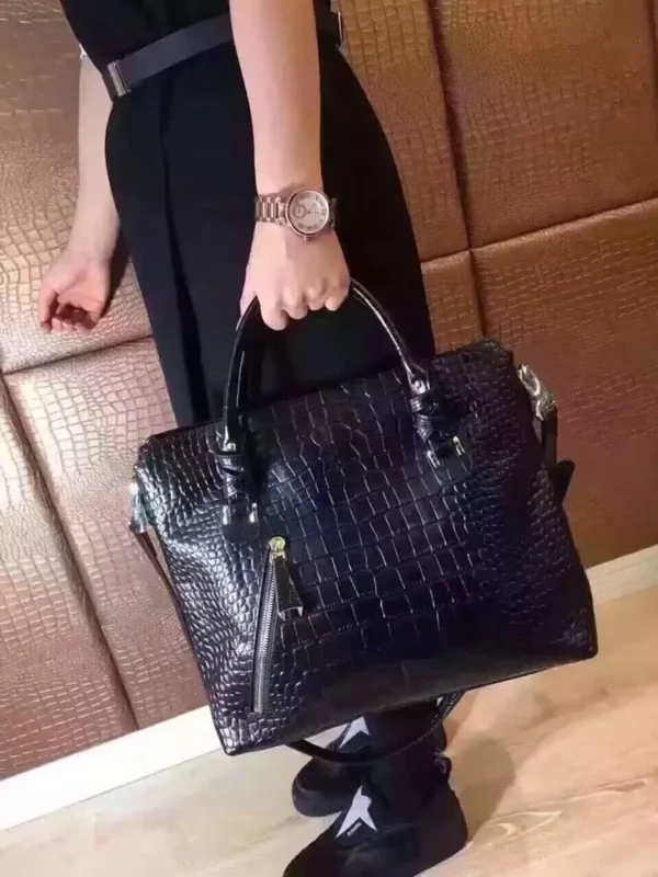 European And American Leather Crocodile Pattern Women's Bag 2023 New Versatile Fashion Oblique Zipper One Shoulder Handbag Women - Image 3