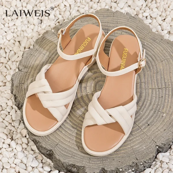 Women's Sandals Vintage Toe Flat Roman Style Platform 2024 New Sandals Designer Sandals  Luxury Sandals  Women Shoes Brand - Image 7