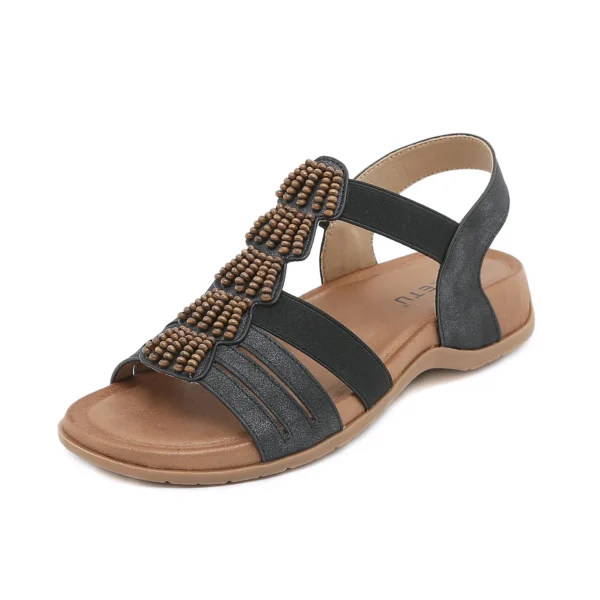 2023 European And American Summer Retro Beaded Large Fashion Cross-border Roman Flat Women's Sandals - Image 3