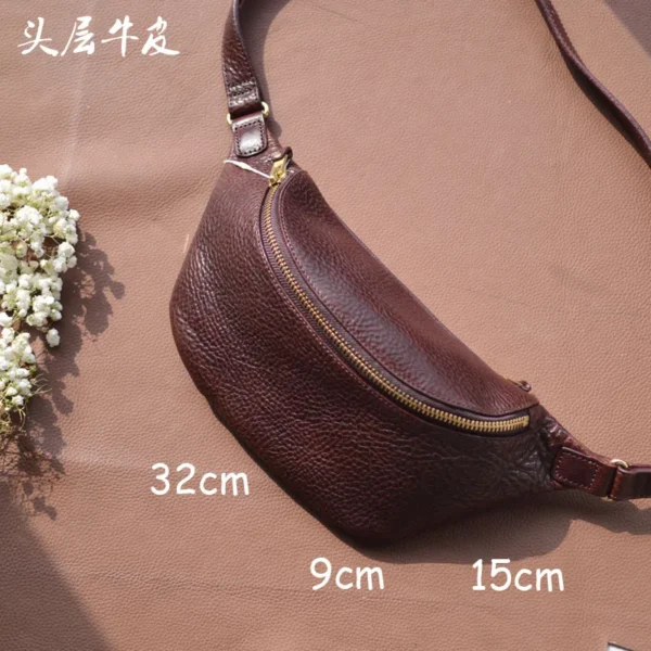 AETOO Original hand-plant tanned cow leather shoulder bag new diagonal chest bag casual men's multi-functional waist pack - Image 3