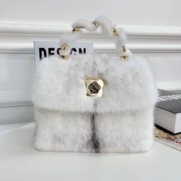 2024 New High-end Horizontal Square Mink Fur Handbag High Quality Top Aristocratic Luxury Brand Private Custom Plush Women's Bag - Image 2