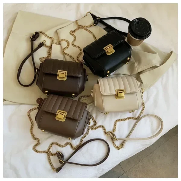 Women's Luxury Handbag 2021 New Small Fragrance Wind Chain Square Bag Embroidery Line One-Shoulder Sloping Bag Female Bag