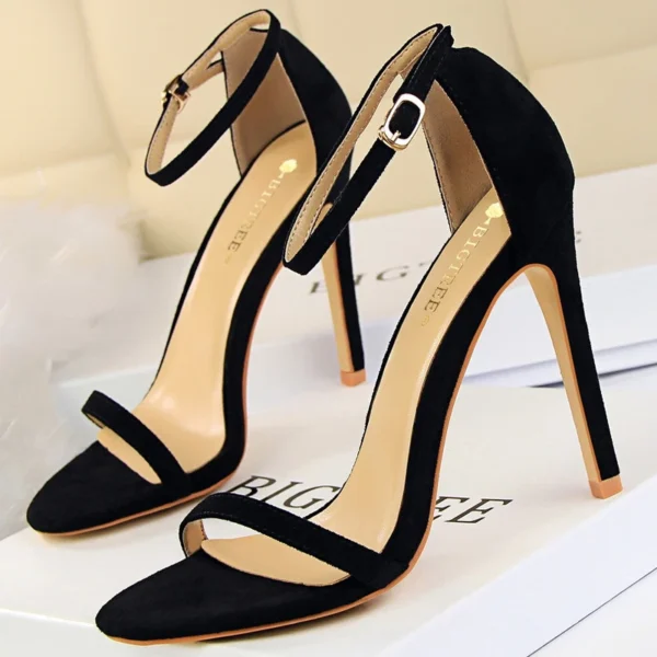 BIGTREE Shoes Summer Women Sandals Suede Hollow High Heels Stiletto Fashion Sandles Women Heels Ladies Shoes Women's Sandals - Image 9