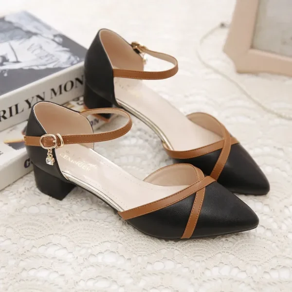 Women Sweet High Quality Beige Pu Leather Buckle Strap High Heel Shoes Lady Cool Comfort European Stylish Heel Shoes B9024 - Image 8