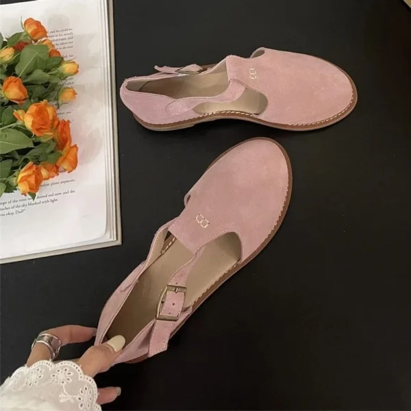 AIYUQI flat-soled retro frosted genuine leather women's sandals 2024 new hollow women's shoes Roman Baotou sandals for women - Image 10