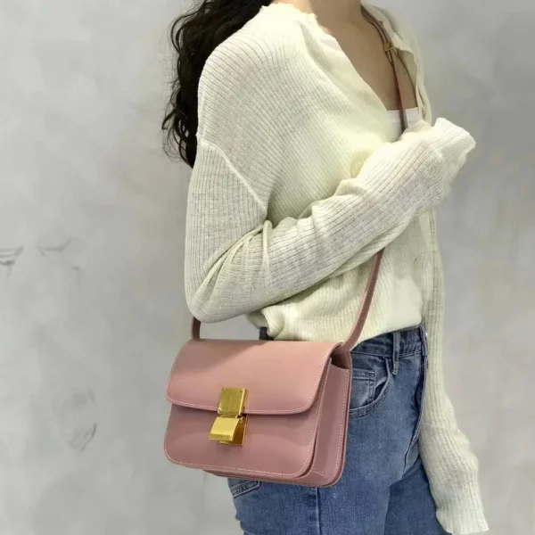 2024 New Classic Box Cowhide Tofu Bag Single Shoulder Crossbody Small Square New High Quality Real Leather Women's Bag - Image 6