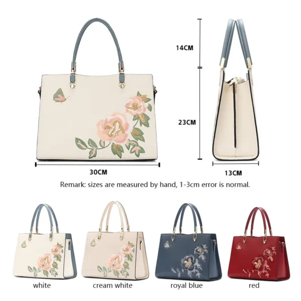 2023 New Women Bag Female Luxury Elegant Wedding Handbag Lady Split Leather Embroidered Peony Cross-body Shoulder Bag Messenger - Image 4