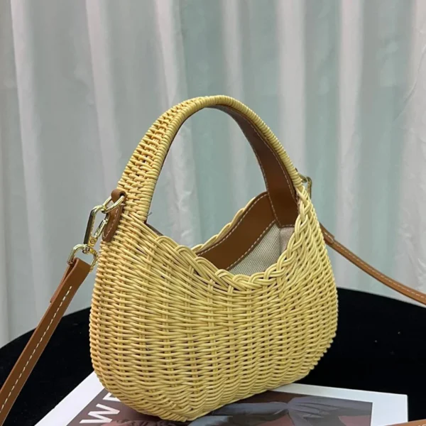 2024 New Fashion Women's Shoulder Bag Summer Grass Weaving Beach Crossbody Bag Fashion Half Month Handbag Zero Wallet - Image 2