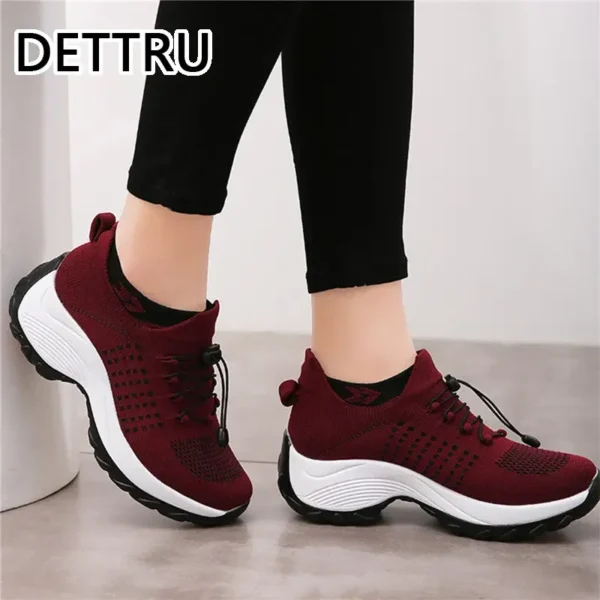 Women's Walking Shoes Fashion Sock Sneakers Breathe Comfortable Nursing Shoes Casual Platform Loafers Non-Slip - Image 4