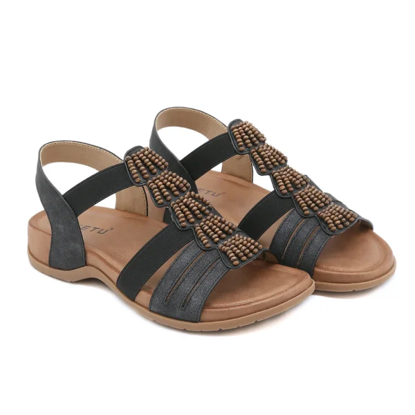 2023 European And American Summer Retro Beaded Large Fashion Cross-border Roman Flat Women's Sandals - Image 7