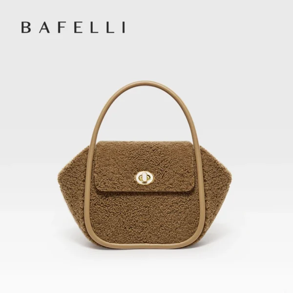 BAFELLI NEW 2023 WOMEN'S HANDBAG WINTER WOOL FASHION BENTO EVENING LEATHER ORIGINAL STYLE LUXURY BRAND PURSE SHOULDER CASUAL - Image 7