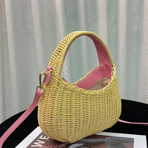 2024 New Fashion Women's Shoulder Bag Summer Grass Weaving Beach Crossbody Bag Fashion Half Month Handbag Zero Wallet - Image 3