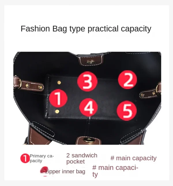 2023 New First Layer Cowhide Women's Handbags Fashion Shoulder Crossbody Bag Versatile Large Capacity Portable Tote Bags - Image 5