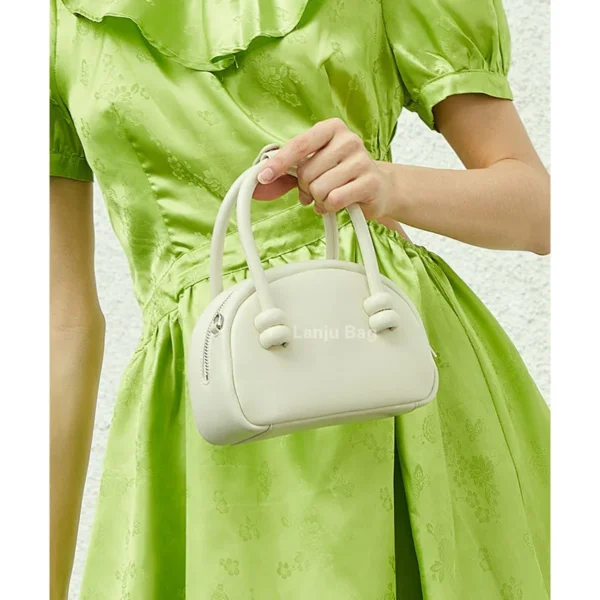 2023 Spring/Summer New Original Designer Exquisite Small Bag Leather Boston Shell Bag Handbag Mini One Shoulder Crossbody Bag - Image 2