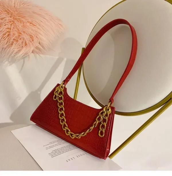 2020 New Korean Fashion Crocodile Pattern Crossover Shoulder Bag Handbag New High Quality PU Chain Solid Color Shoulder Bag - Image 7