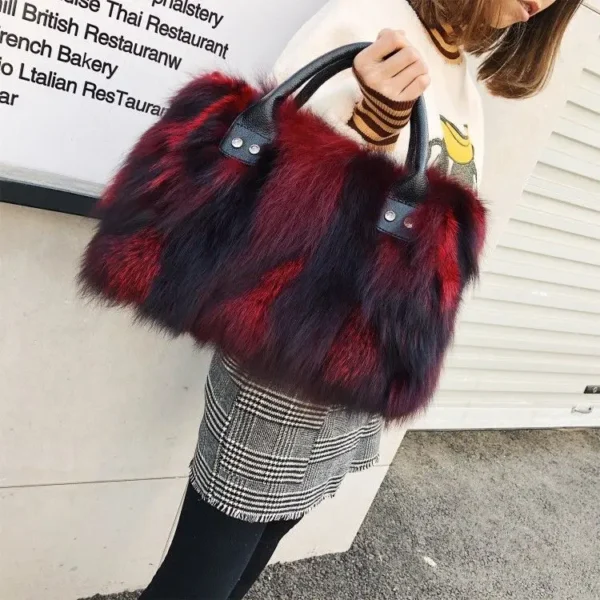 Autumn And Winter New Fur Women's Bag Fox Hair Hand Carrying Bag Crossbody Tidal Winter High Guizhen Fur Shoulder Bag For Women - Image 8