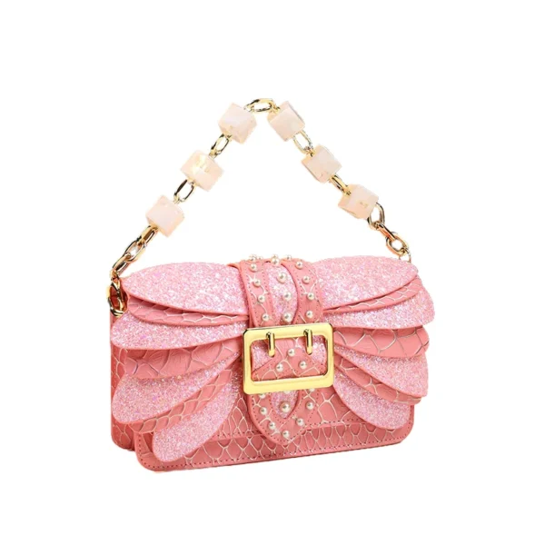 2024 New Pearl Rivet Wings Women Bag Genuine Leather Fashion Chain Handbags Small Square Shoulder Messenger Bags Design Luxury - Image 5