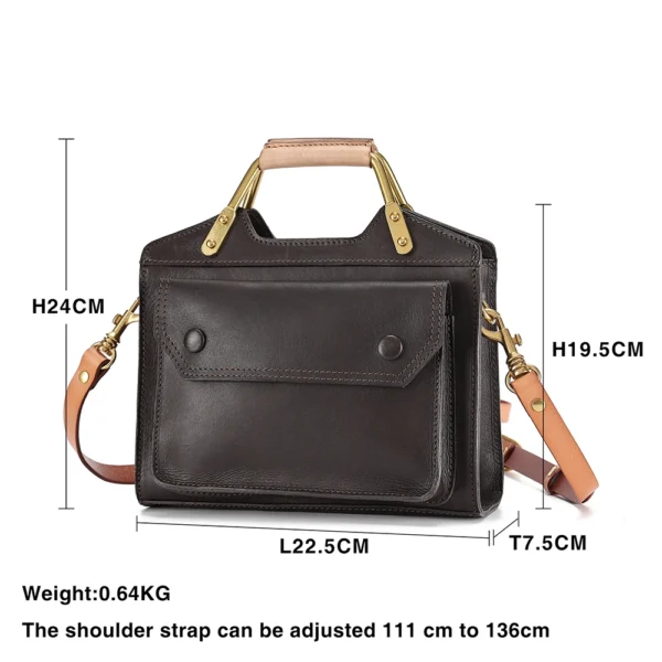 Women's Bag Genuine Leather Single Shoulder Messenger Bag College Retro Style Vegetable Tanned Leather Small Square Bags Casual - Image 6