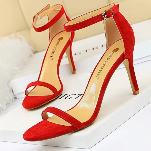 BIGTREE Shoes Summer Women Sandals Suede Hollow High Heels Stiletto Fashion Sandles Women Heels Ladies Shoes Women's Sandals - Image 21