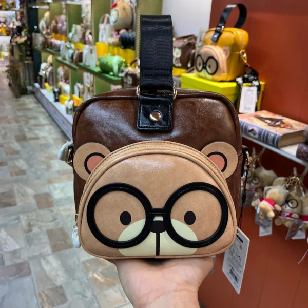 CREAM BEAR Women's Small Handbag Cartoon Cute Small Square Bag Phone Bags Trend Fashion Casual One Shoulder Diagonal Cross Bag