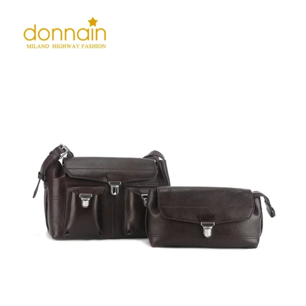 DONNAIN Unisex Motorcycle Bags Genuine Leather Large Capacity Messenger Bag Cowhide Armpit Bag Women Men Shoulder Crossbody Bags