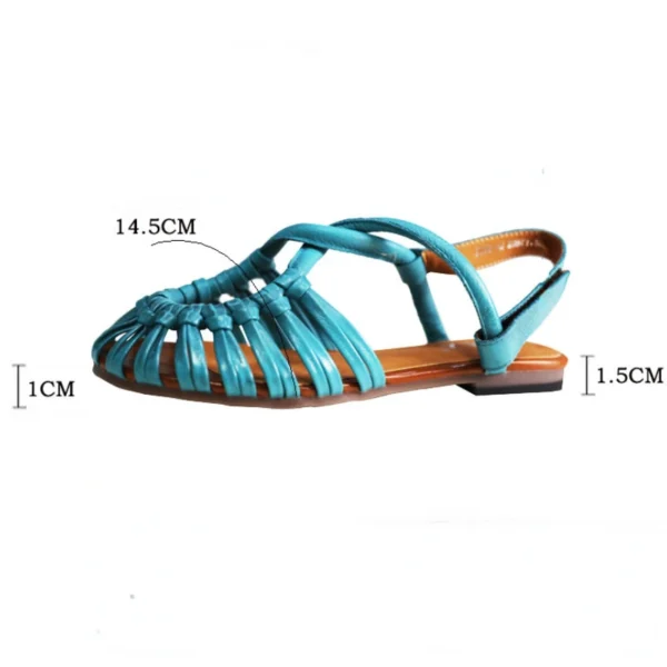 1.5cm Designer British Novelty Authentic Ethnic Weave Genuine Leather Shoes Flats Women Sandals Hollow Summer Hook 2023 Fashion - Image 3