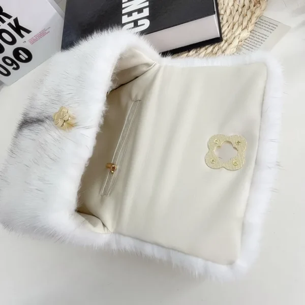 2024 New High-end Horizontal Square Mink Fur Handbag High Quality Top Aristocratic Luxury Brand Private Custom Plush Women's Bag - Image 5