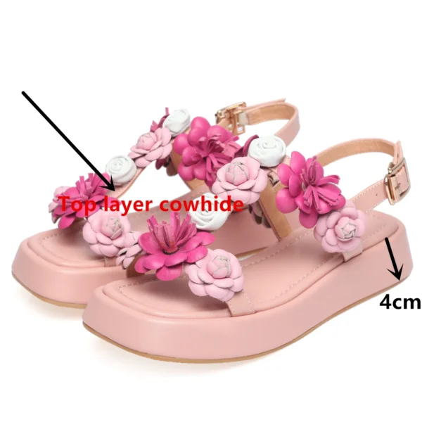 ENMAYER Women Leisure Sandals Bohemia Style Summer Shoes Beach Vacation Comfortable Flat Sandals Flower Sandals Open Toe Fashion - Image 2