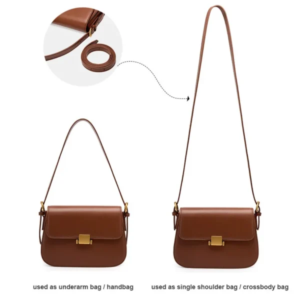 2023 Women Saddle Bag Female Small Wedding Flap Underarm Shoulder Bag Lady Retro Split Leather Square Box Messenger Tote Handbag - Image 5