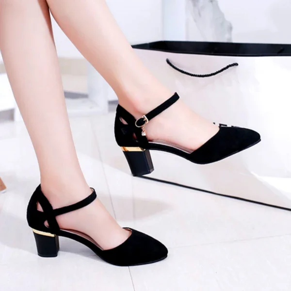 Women Sweet High Quality Beige Pu Leather Buckle Strap High Heel Shoes Lady Cool Comfort European Stylish Heel Shoes B9024 - Image 16