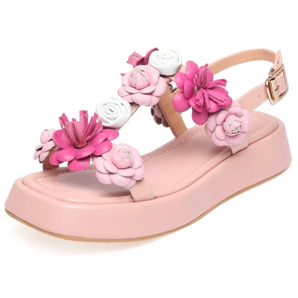 ENMAYER Women Leisure Sandals Bohemia Style Summer Shoes Beach Vacation Comfortable Flat Sandals Flower Sandals Open Toe Fashion