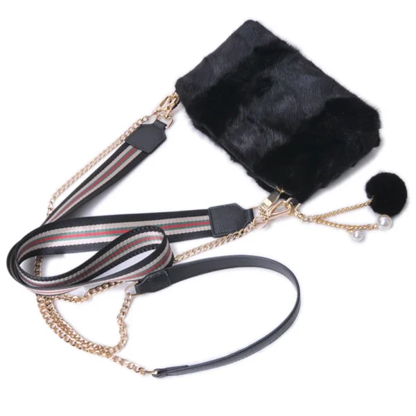 2023 new fashion mink fur women's bag with one shoulder and cross-body Hong Kong style small square bag mink hair chain fur bag - Image 6