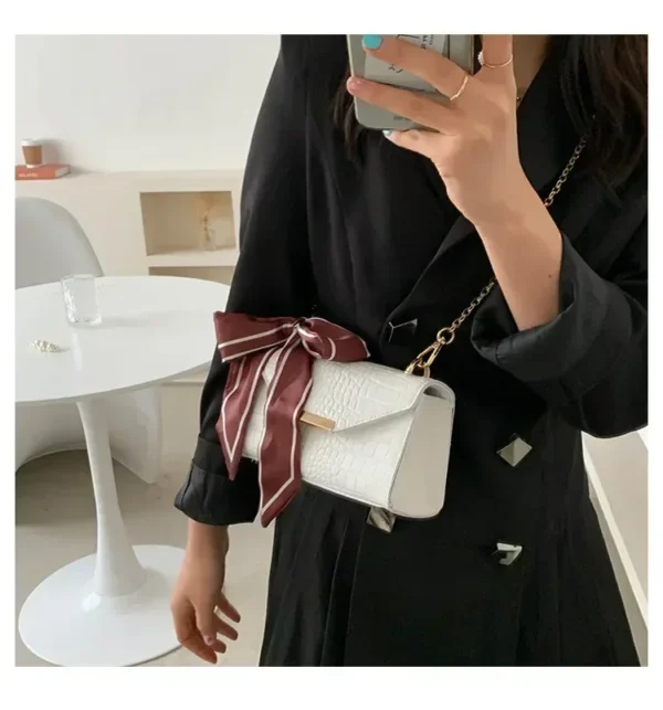 2021 Fashion Women Crocodile Chain Small Square Bag Luxury Handbags Shoulder Messenger For Daily Designer Female Crossbody Bag - Image 3