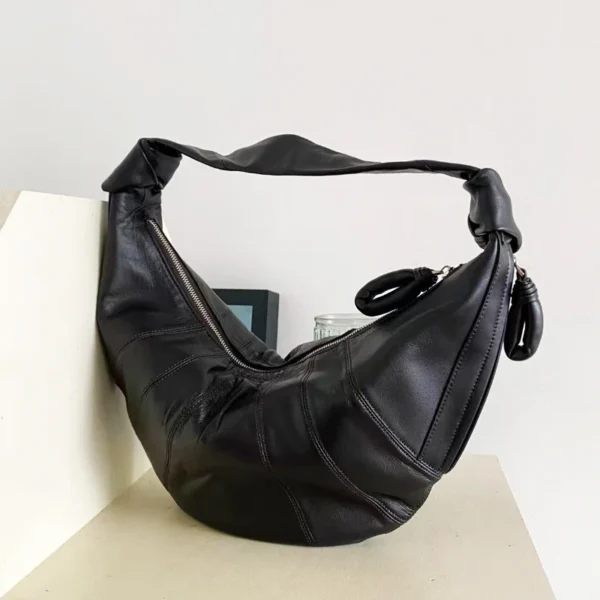 Genuine Leather Half Moon Bags For Women Luxury Designer Handbags Purses 2024 New In Sheepskin Large Capacity Underarm Shoulder - Image 8