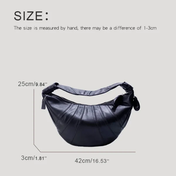 Genuine Leather Half Moon Bags For Women Luxury Designer Handbags Purses 2024 New In Sheepskin Large Capacity Underarm Shoulder - Image 2