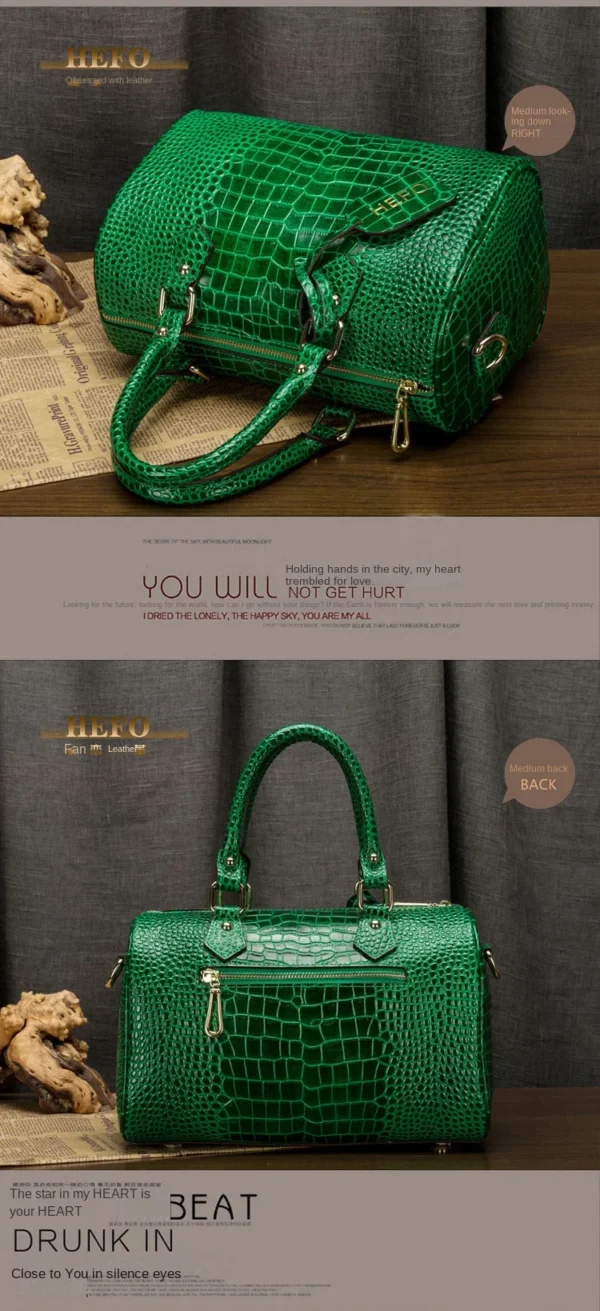 Crocodile Pattern Portable Women Handbags Leather Bag Boston Genuine Leather Cross-Body Bag New Women's Bag - Image 5