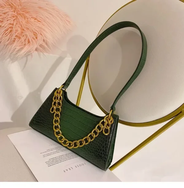 2020 New Korean Fashion Crocodile Pattern Crossover Shoulder Bag Handbag New High Quality PU Chain Solid Color Shoulder Bag - Image 10