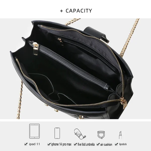 2023 New Designer Quality Genuine Real Leather Lambskin Handbag Shoulder Bag for Women Lady Large Capacity Fashion Chain Tote - Image 3