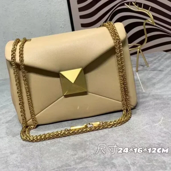 Women's Luxury Designer Handbag Top Quality Genuine Leather Large Rivet Crossbody Shoulder Bag Fashion Chain Square Bag Female - Image 18