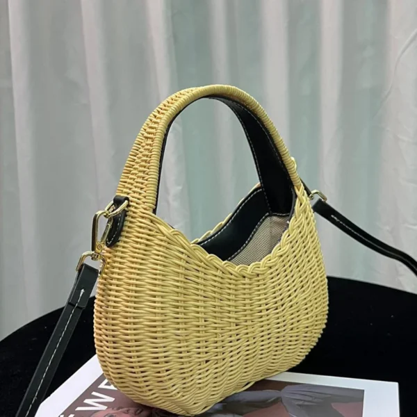 2024 New Fashion Women's Shoulder Bag Summer Grass Weaving Beach Crossbody Bag Fashion Half Month Handbag Zero Wallet - Image 4