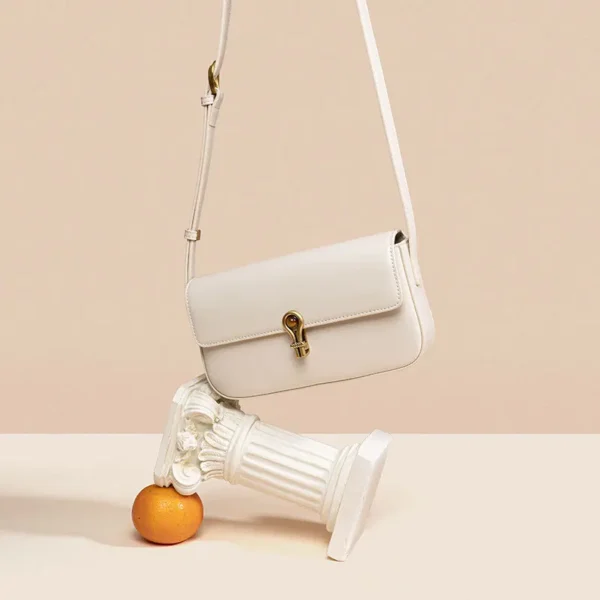 ZR DIARY Vintage Square Bag Women Split Leather Single Shoulder Bag Metal Lock  Crossbody Flap Pocket Small Tofu Bag JY3948 - Image 2