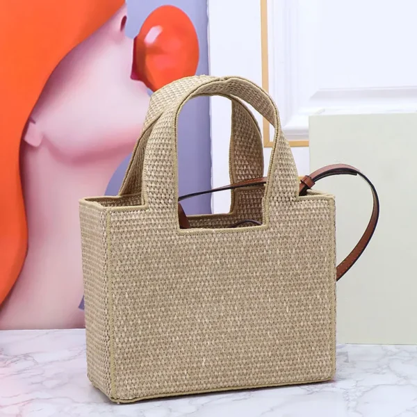 2024 Fashion Grass Bag Women's Handbag Classic Design Summer Grass Knitted Handbag Beach Vacation Outdoor Shoulder Bag Two Sizes - Image 3