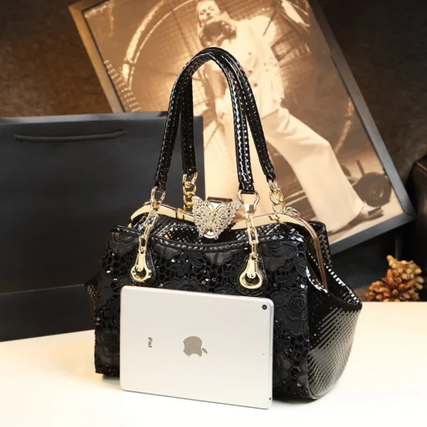 Fashion Handbags Lace Clip Women's Bag 2023 New Soft Leather Sequin One-shoulder Bags Designer Bag Lady Crossbody Bags - Image 2