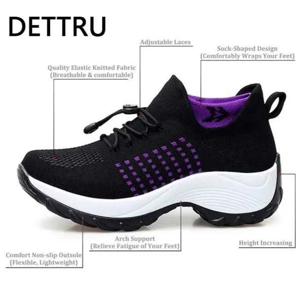 Women's Walking Shoes Fashion Sock Sneakers Breathe Comfortable Nursing Shoes Casual Platform Loafers Non-Slip - Image 3