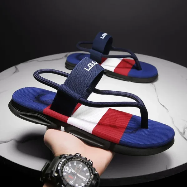 2024 Casual Slippers Man Ankle Elastic Band Shoes Slip-resistant Slide Sandals Male Beach Flat Bottom Slippers Fashion Summer - Image 2