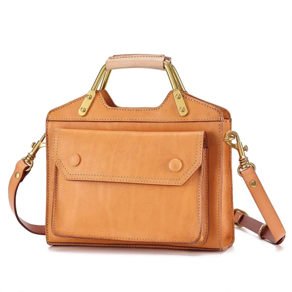 Women's Bag Genuine Leather Single Shoulder Messenger Bag College Retro Style Vegetable Tanned Leather Small Square Bags Casual - Image 9