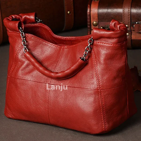 2023 New Handbag Fashion Splice Casual Leather Women's Bags Single Horizontal Square Shoulder Oblique Straddle Chain Bags - Image 3