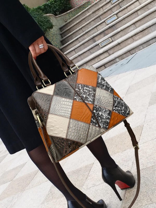 Women's Patchwork Contrast Color Shoulder Bag - Image 10